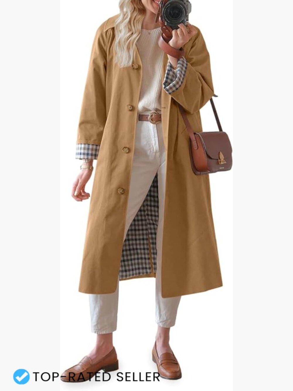 Long Oversized Single Breasted Windproof Trench Coat Classic Chic Outerwear